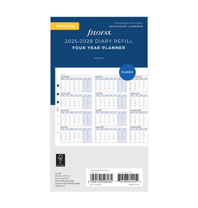 filofax-4-jahresplaner-2025-2028-personal-englisch-leporello-einlage image 1