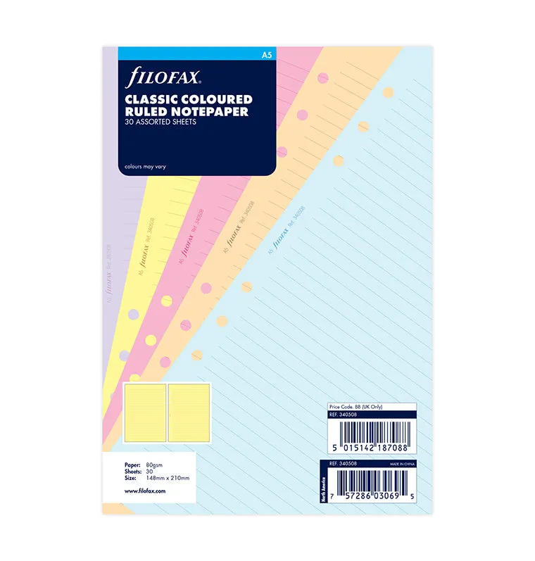 filofax-notizpapier-classic-sortiert-liniert-a5-30-blatt-pastell image 1