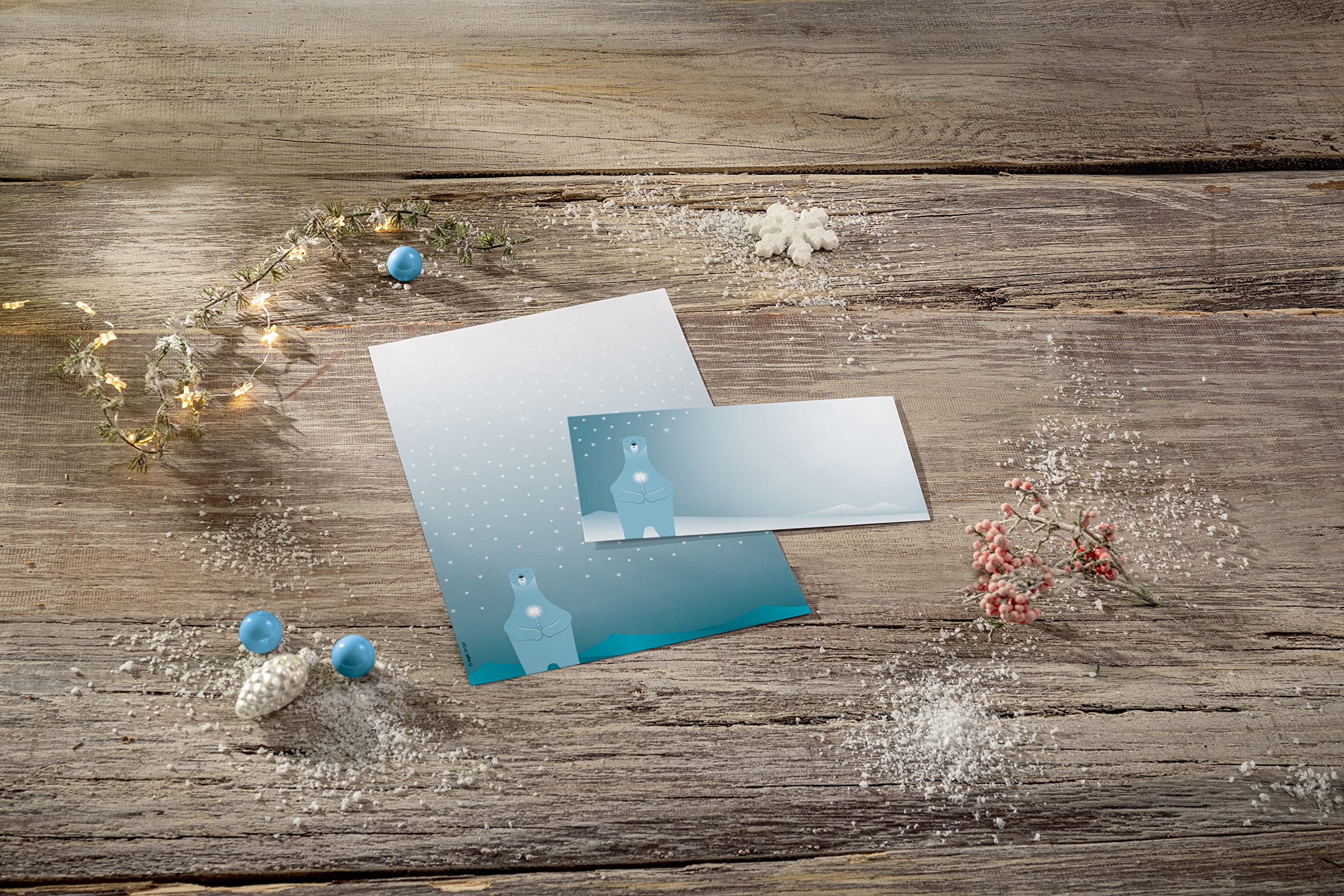 sigel-weihnachtsbriefpapier-eisb-r-mit-kerze-a4-25-blatt-90-g-m image 2