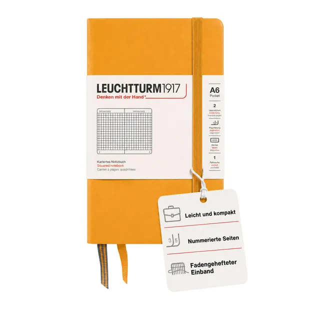 leuchtturm1917-notizbuch-pocket-a6-hardcover-kariert-rising-sun-365628 image 1