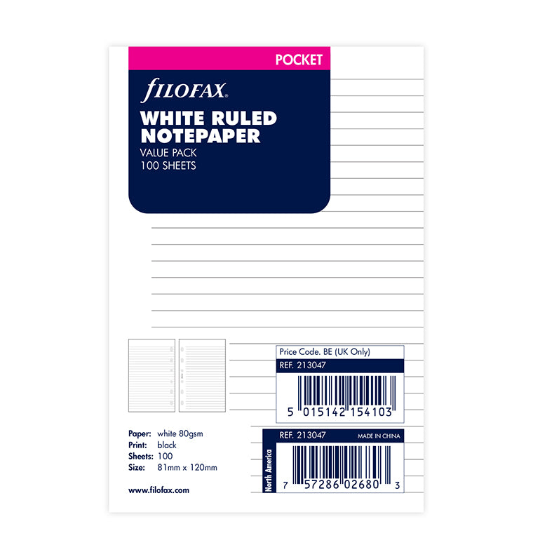 filofax-notizpapier-wei-liniert-vorteilspack-100-blatt-pocket image 1