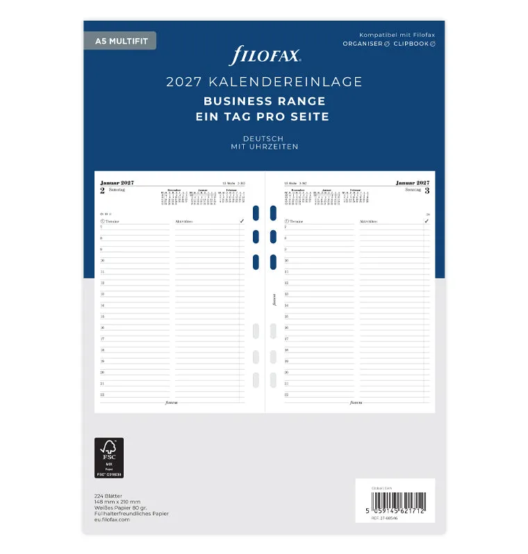 filofax-kalendereinlage-1-tag-1-seite-deutsch-a5-multifit-2027 image 1