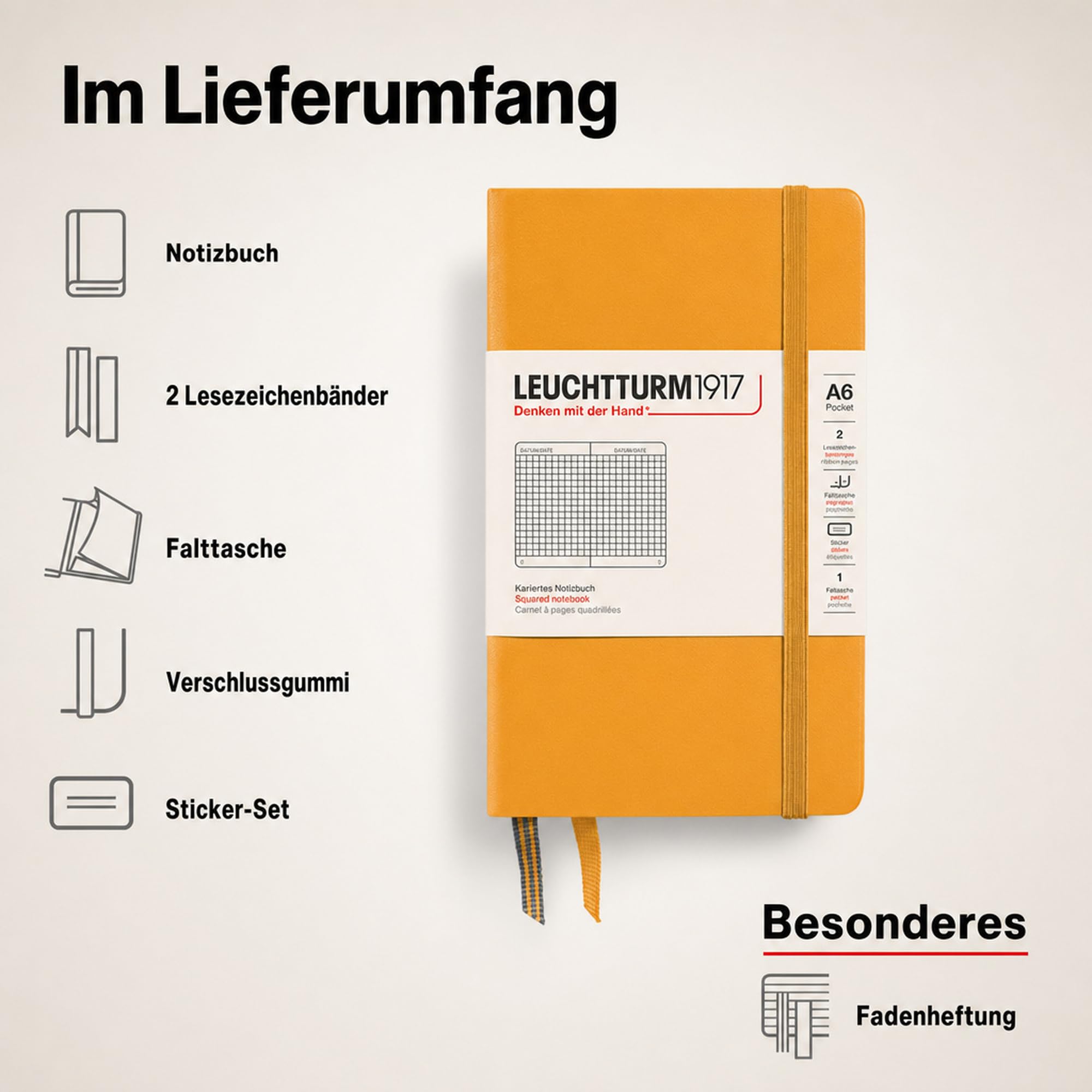 leuchtturm1917-notizbuch-pocket-a6-hardcover-kariert-rising-sun-365628 image 7