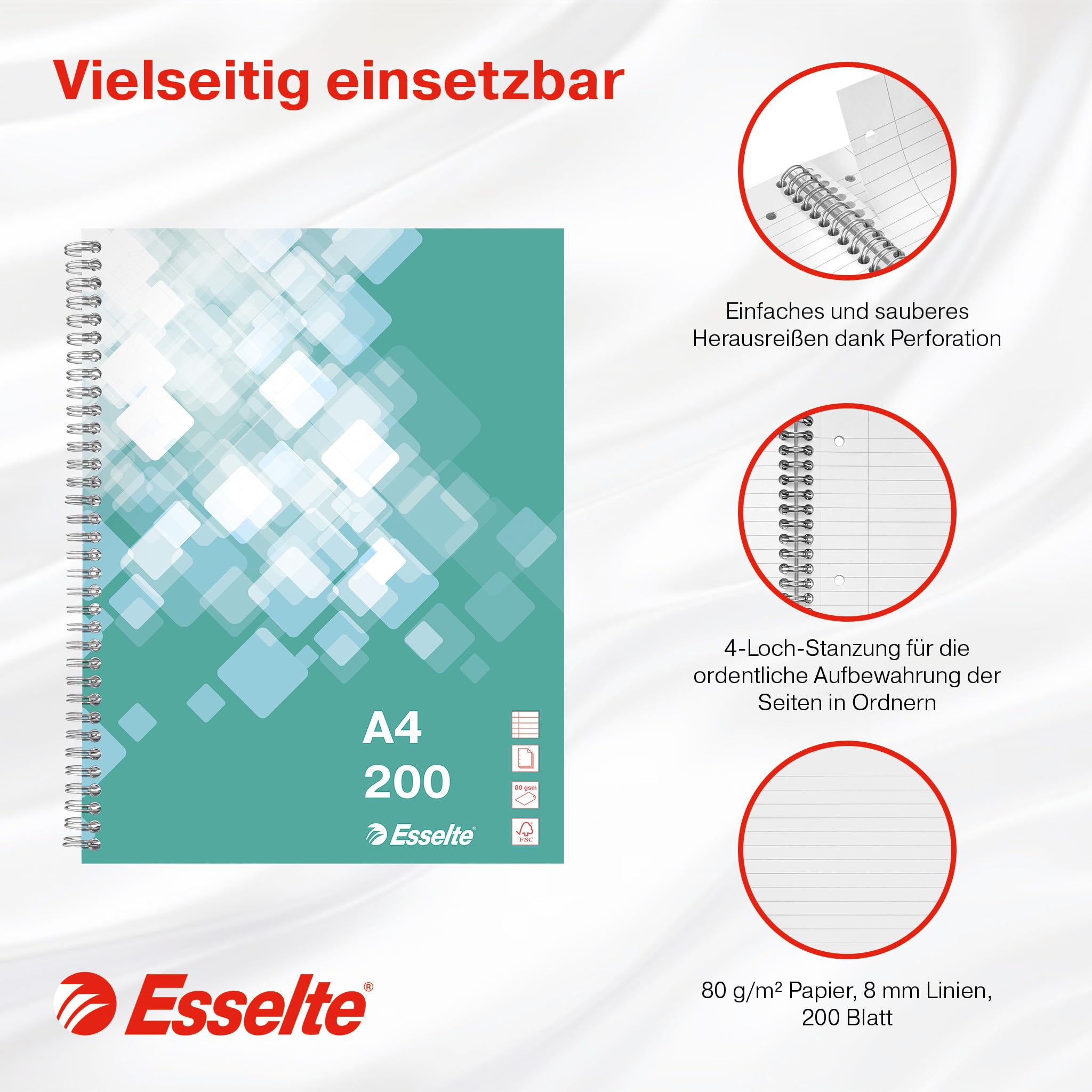 esselte-collegeblock-a4-liniert-gr-n-3er-pack-200-blatt image 3