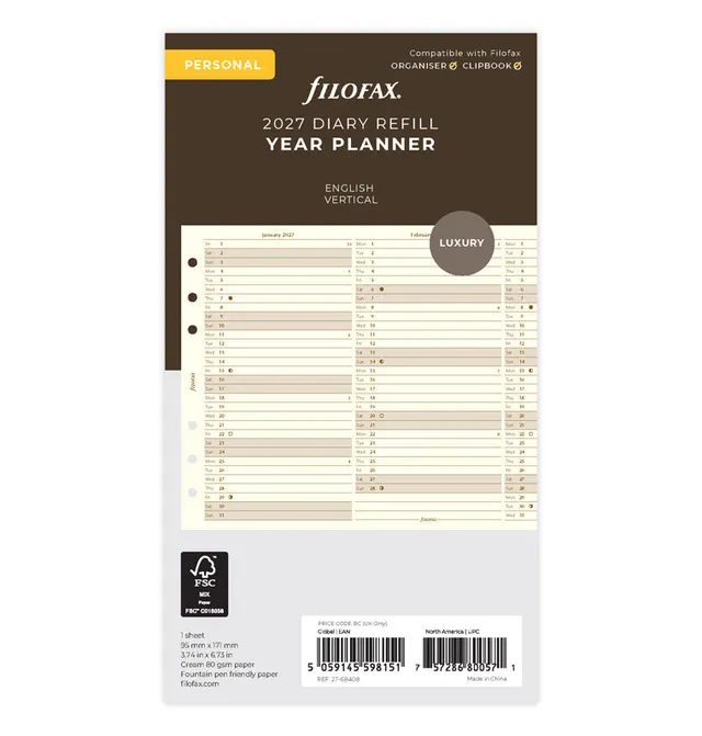 filofax-jahresplaner-2027-englisch-personal-cotton-cream-leporello image 1