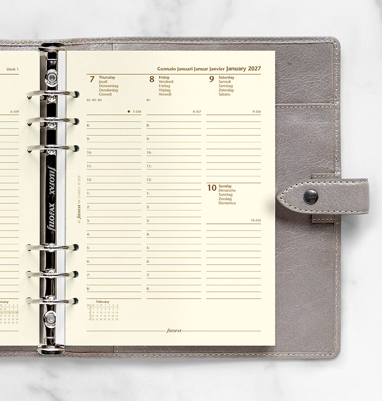 filofax-kalendereinlage-a5-2027-multilingual-cotton-cream-1-woche-2-seiten image 2