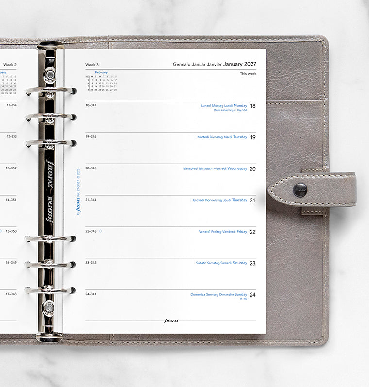 filofax-kalendereinlage-a5-2027-1-woche-auf-1-seite-multilingual image 2