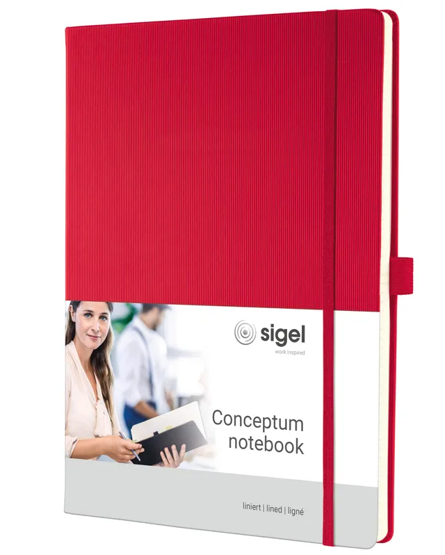 sigel-conceptum-co645-notizbuch-a4-liniert-rot-hardcover-194-seiten-mit-stiftsch image 1