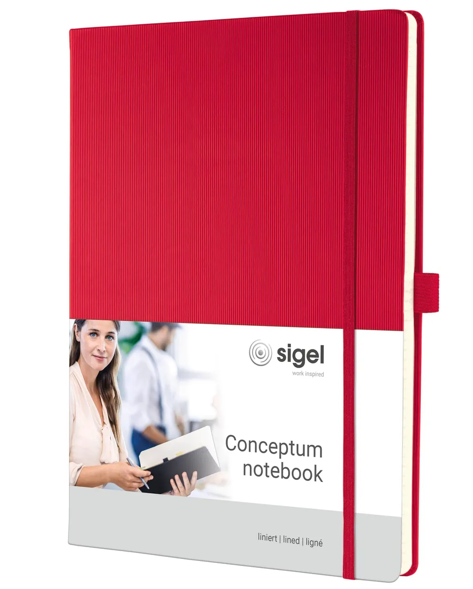 sigel-conceptum-co645-notizbuch-a4-liniert-rot-hardcover-194-seiten-mit-stiftsch image 1