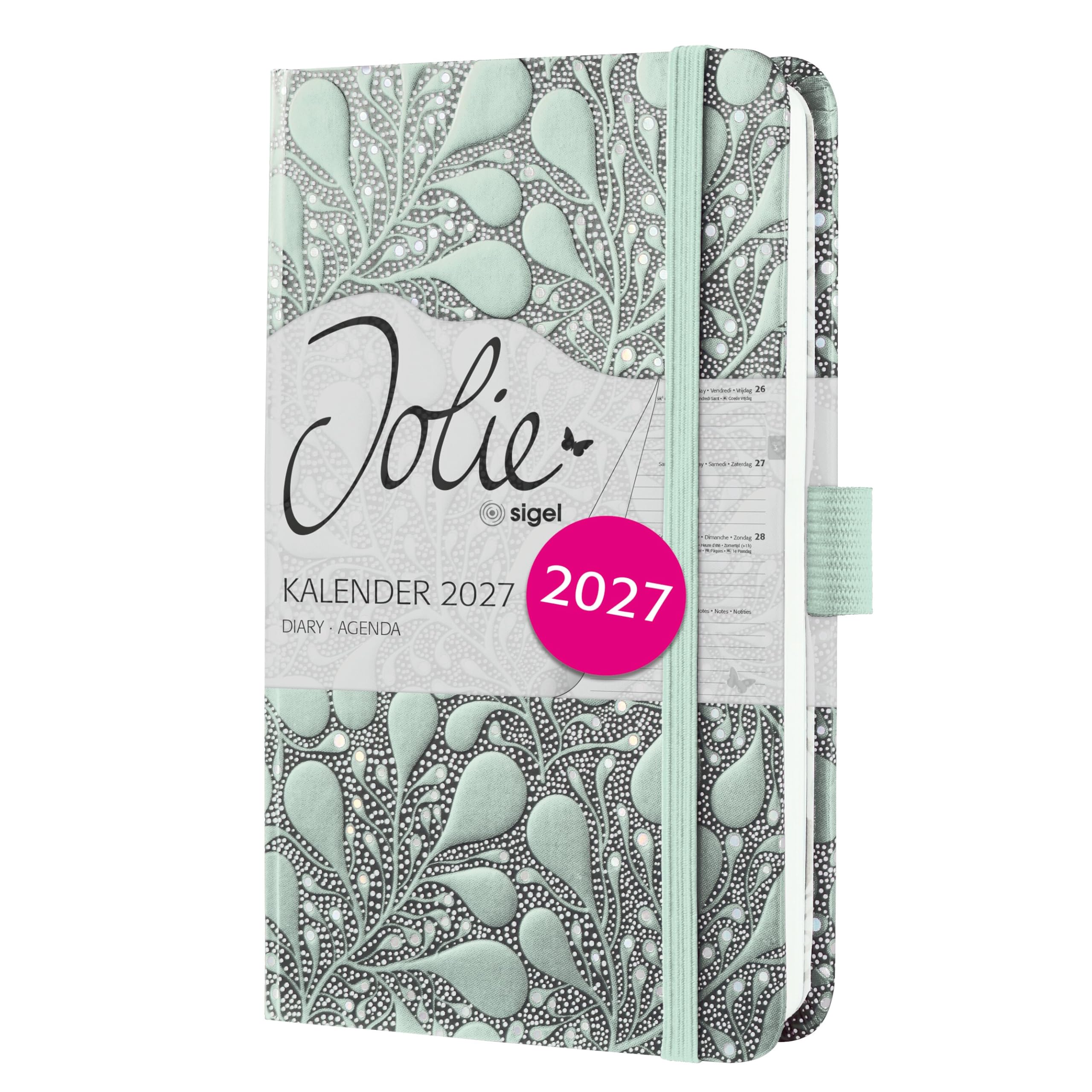 sigel-jolie-wochenbuchkalender-2027-enchanted-nature-a6-hellgr-n-hardcover image 1
