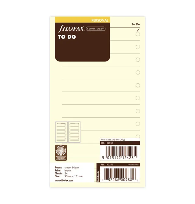 filofax-to-do-einlagen-personal-cotton-cream-englisch-24-blatt image 1