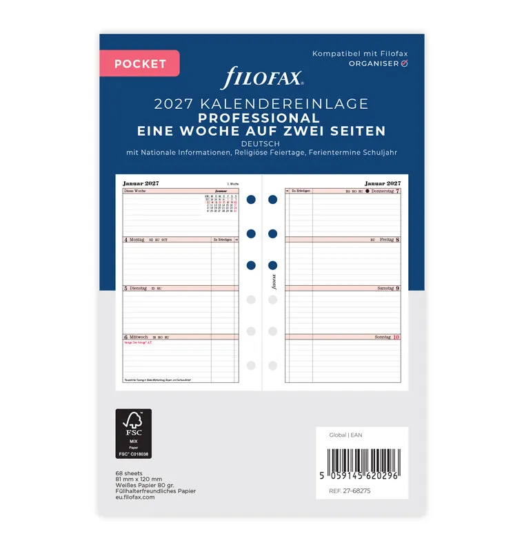 filofax-kalendereinlage-2027-pocket-1-woche-2-seiten-deutsch-professional image 1