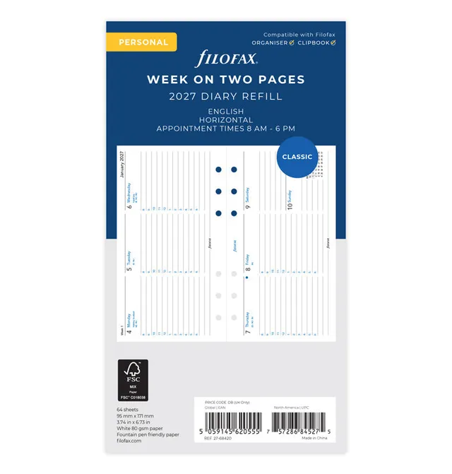 filofax-kalendereinlage-personal-2027-1-woche-2-seiten-horizontal-englisch image 1