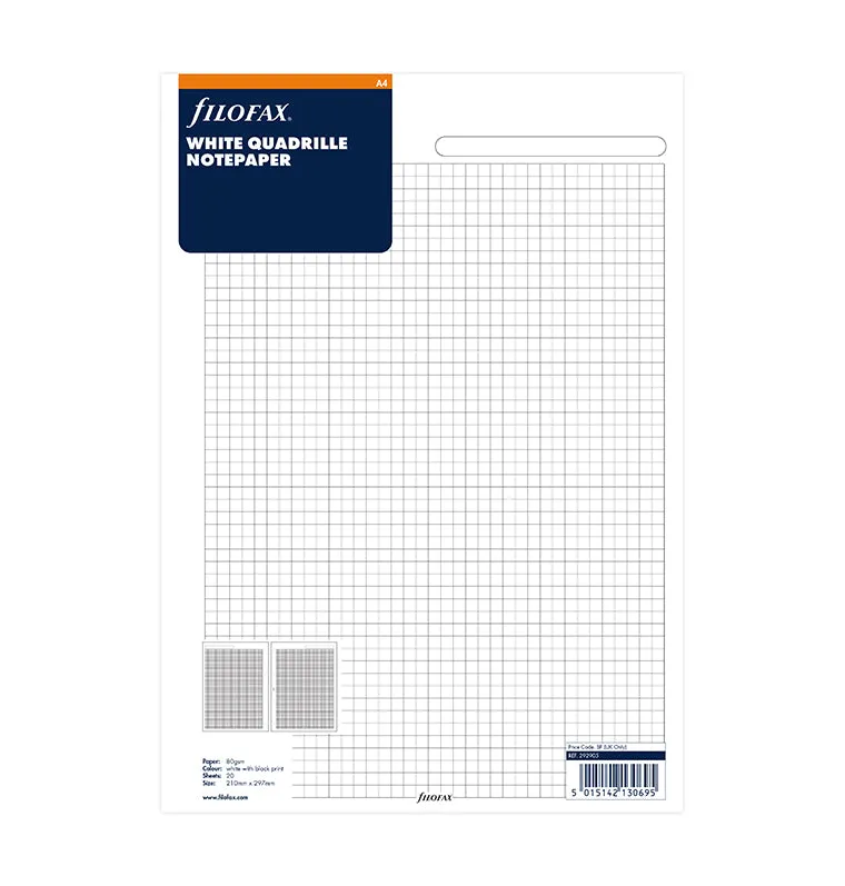 filofax-notizpapier-wei-kariert-a4-20-blatt image 1