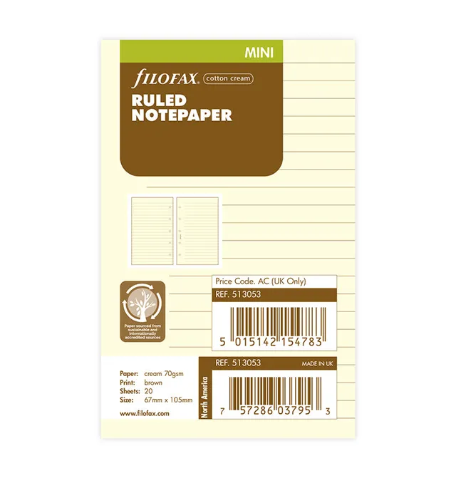filofax-notizpapier-cotton-cream-liniert-mini image 1
