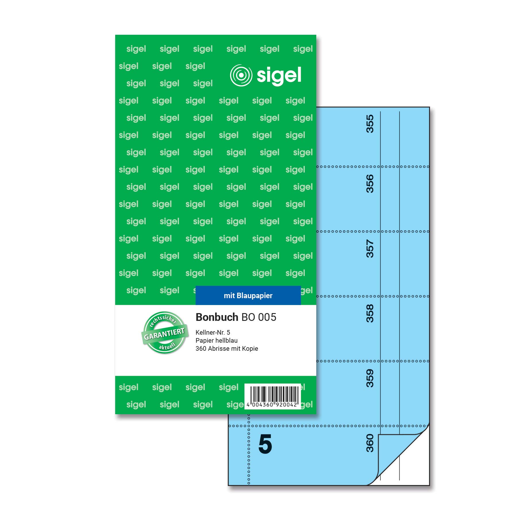 sigel-bo005-bonbuch-kellner-nr-5-blau-10-5-x-20-cm-mit-360-abrissen image 1