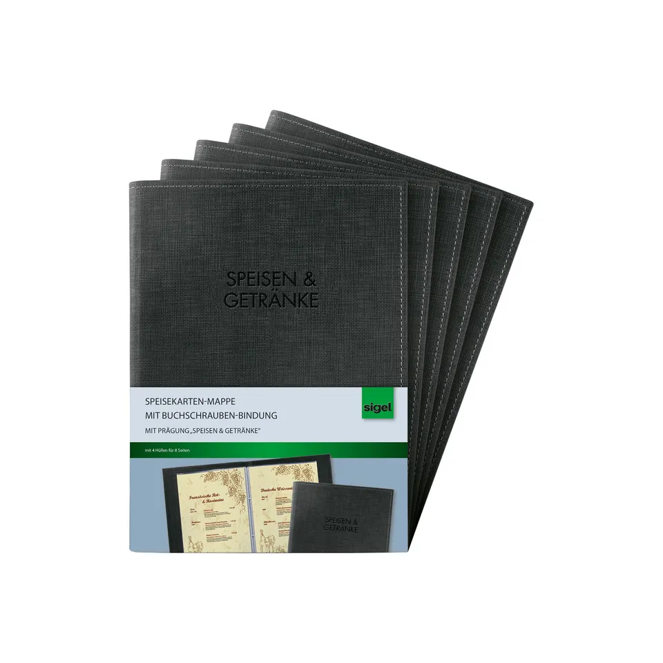 sigel-sm136-5-speisekarten-mappe-a5-schwarz-5er-pack-buchschrauben image 1