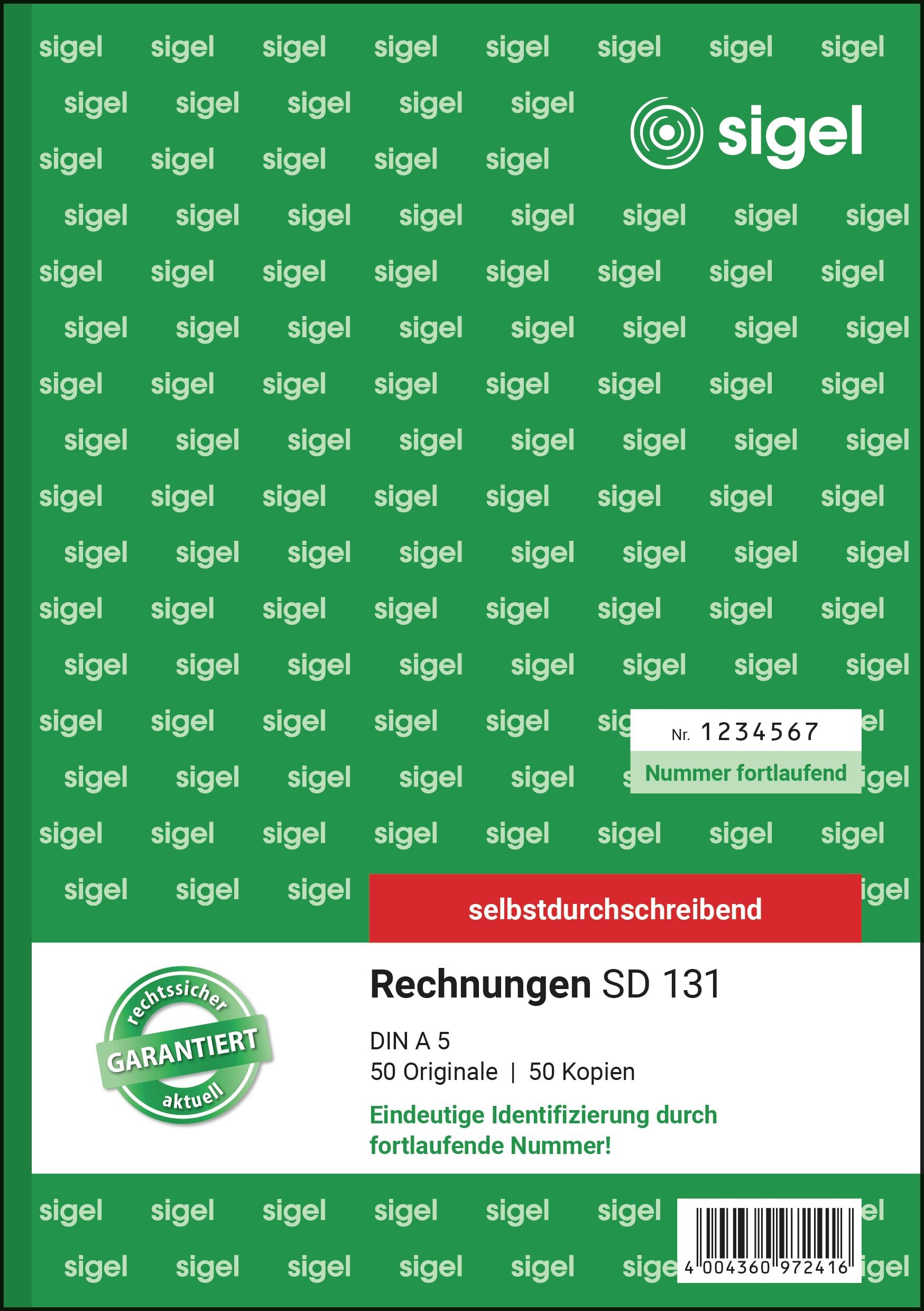 sigel-rechnungsblock-a5-2x50-blatt-fortlaufend-nummeriert image 1