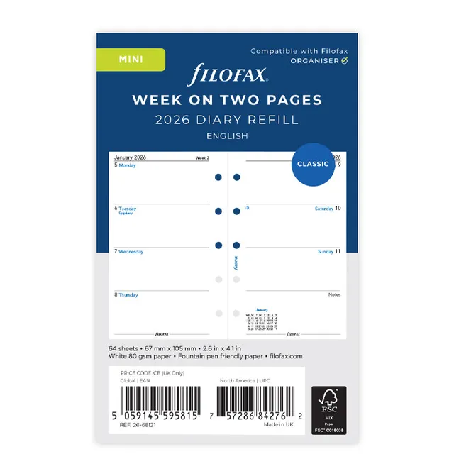 filofax-kalendereinlage-1-woche-2-seiten-englisch-mini-2026 image 1