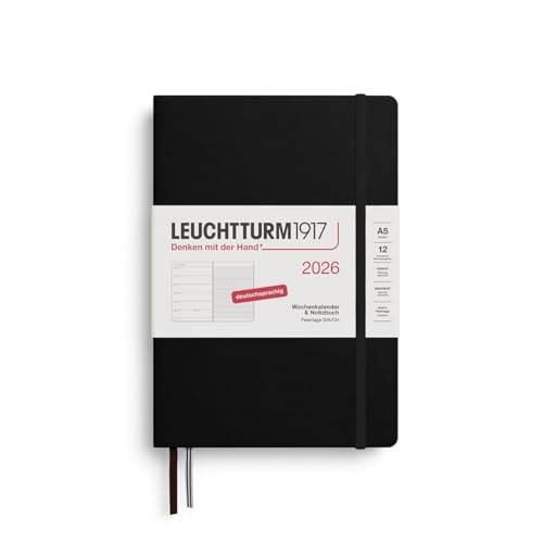 leuchtturm1917-wochenkalender-notizbuch-medium-a5-2026-schwarz-deutsch image 2