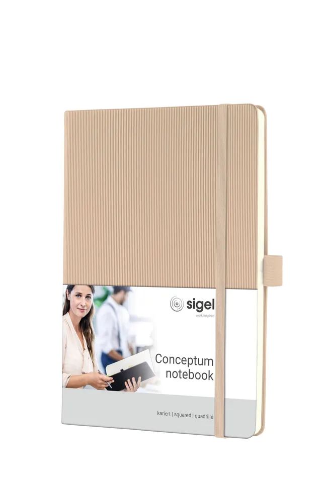 sigel-conceptum-premium-notizbuch-a5-kariert-beige-hardcover image 1