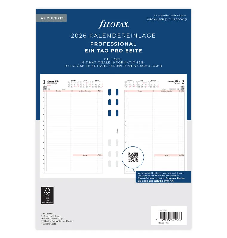 filofax-kalendereinlage-2026-professional-a5-1-tag-1-seite-deutsch image 1