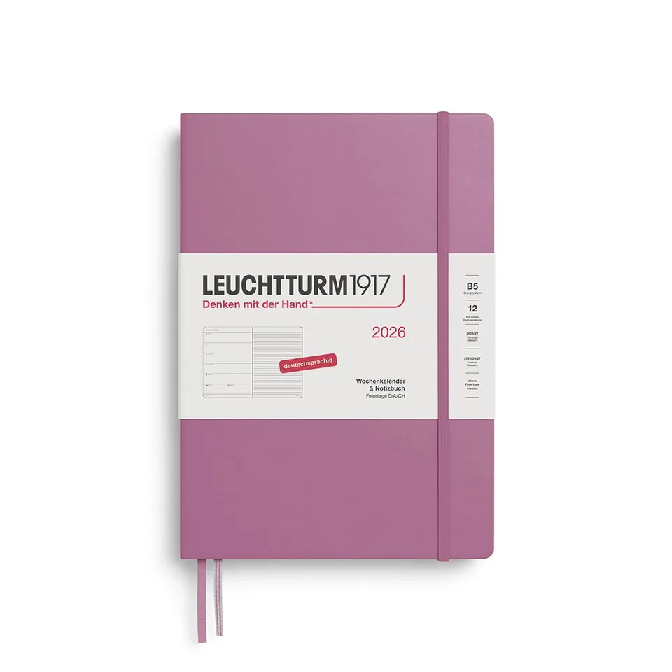 leuchtturm1917-wochenkalender-notizbuch-composition-b5-2026-dusty-rose-deutsch image 1