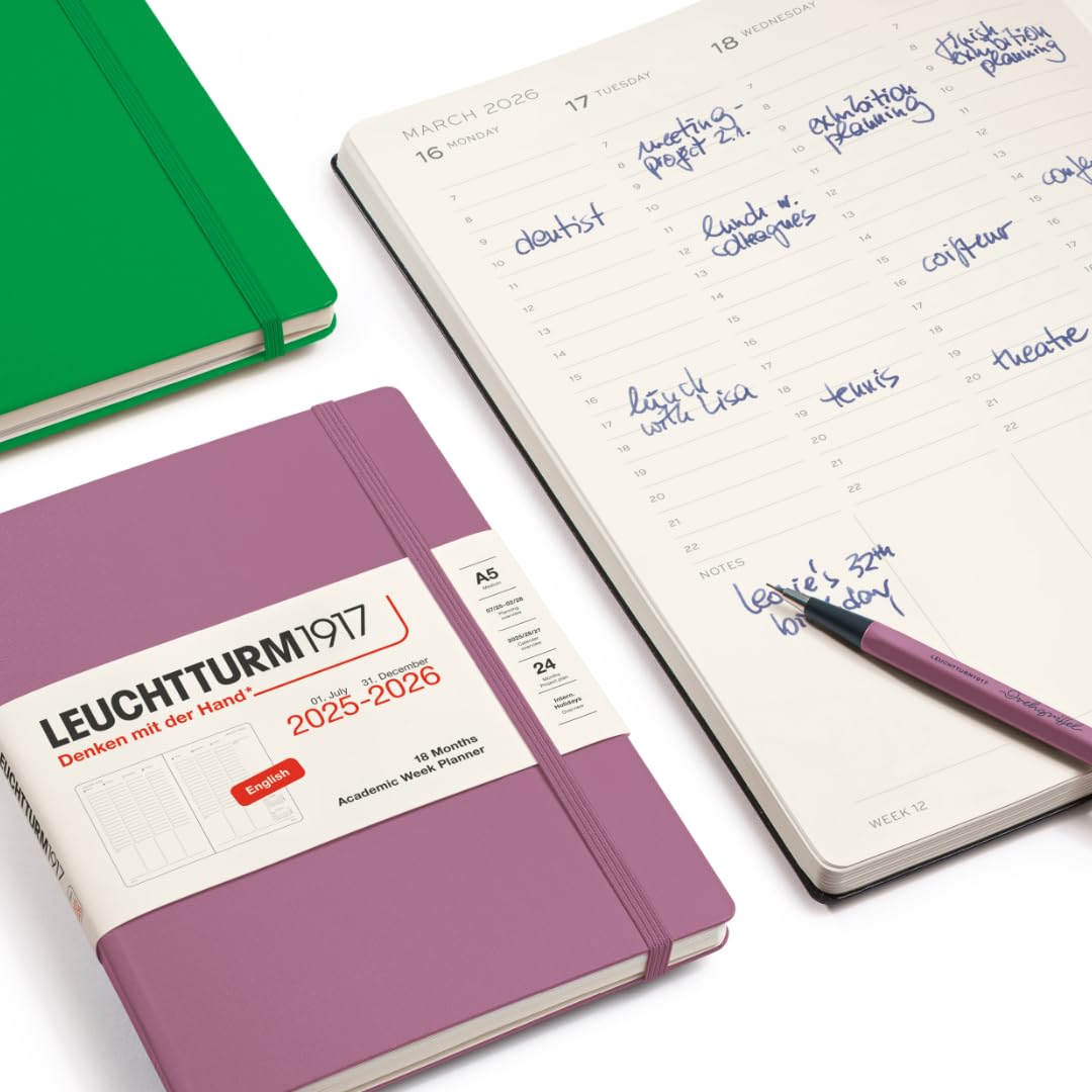 leuchtturm1917-akademischer-wochenplaner-medium-a5-2026-18-monate-spring-leaf-en image 2