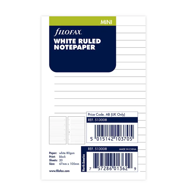 filofax-notizpapier-wei-liniert-mini image 1
