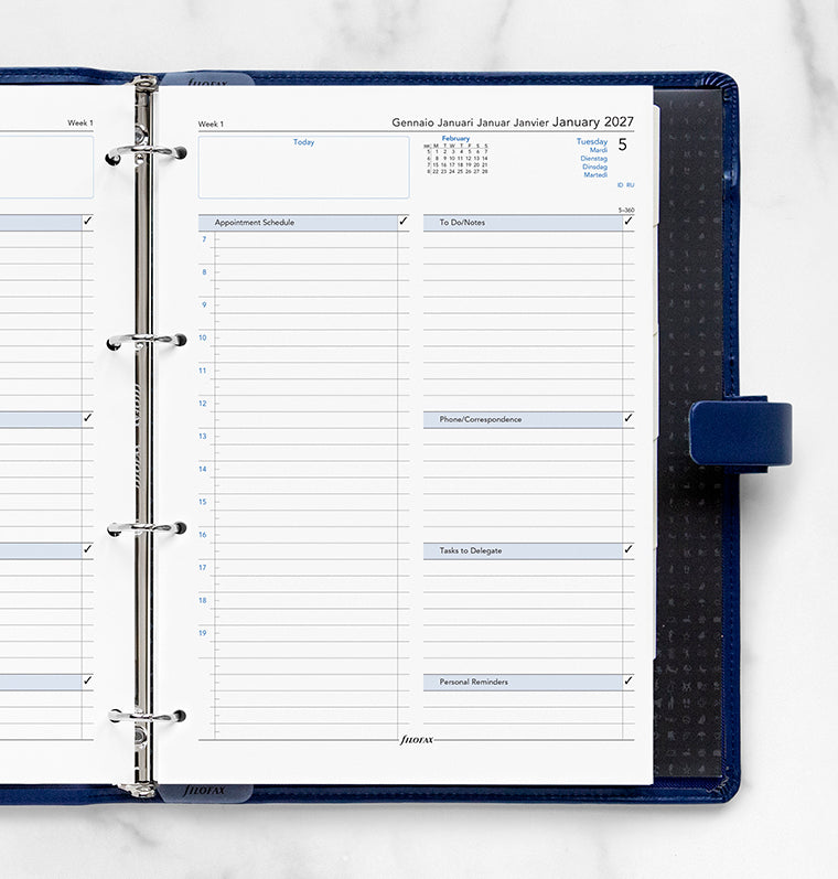filofax-kalendereinlage-1-tag-1-seite-multilingual-a4-2027 image 2