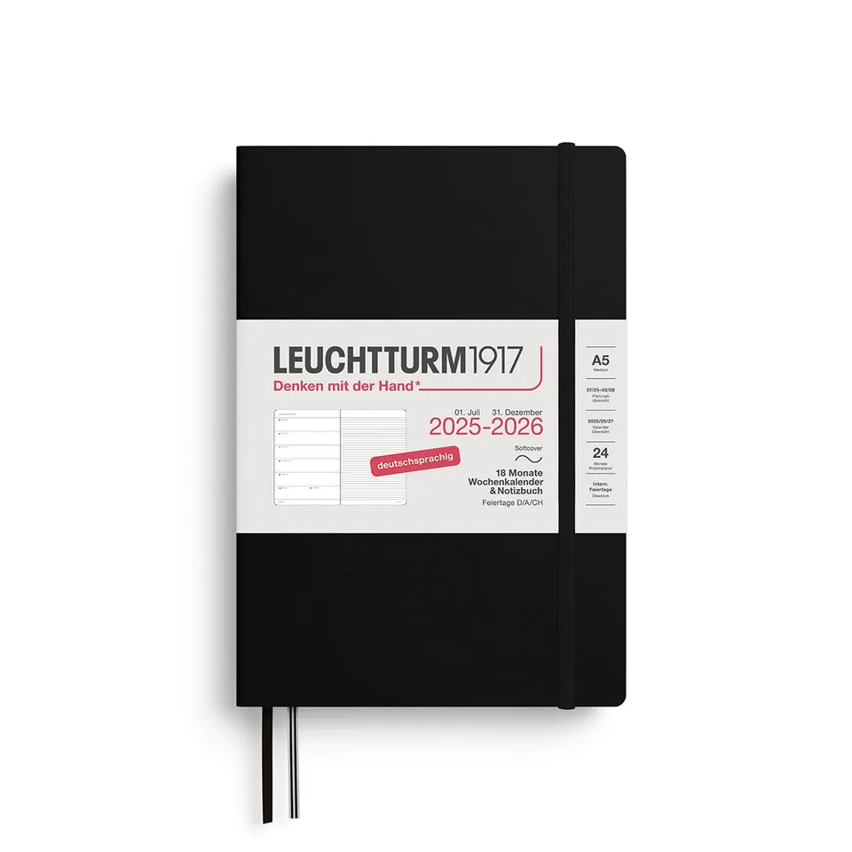 leuchtturm1917-wochenkalender-notizbuch-a5-2026-softcover-schwarz-18-monate image 1