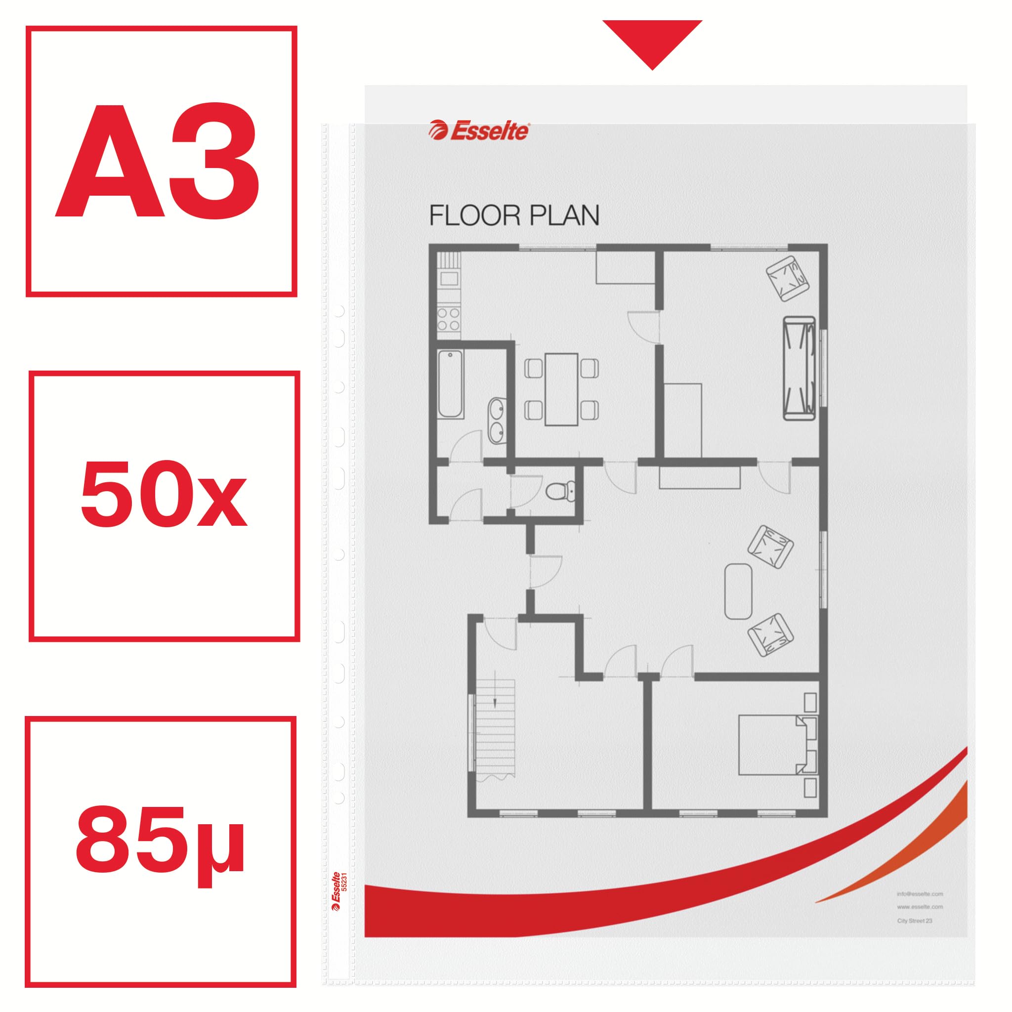 esselte-prospekth-llen-standard-plus-a3-50-st-ck-transparent-55231 image 2
