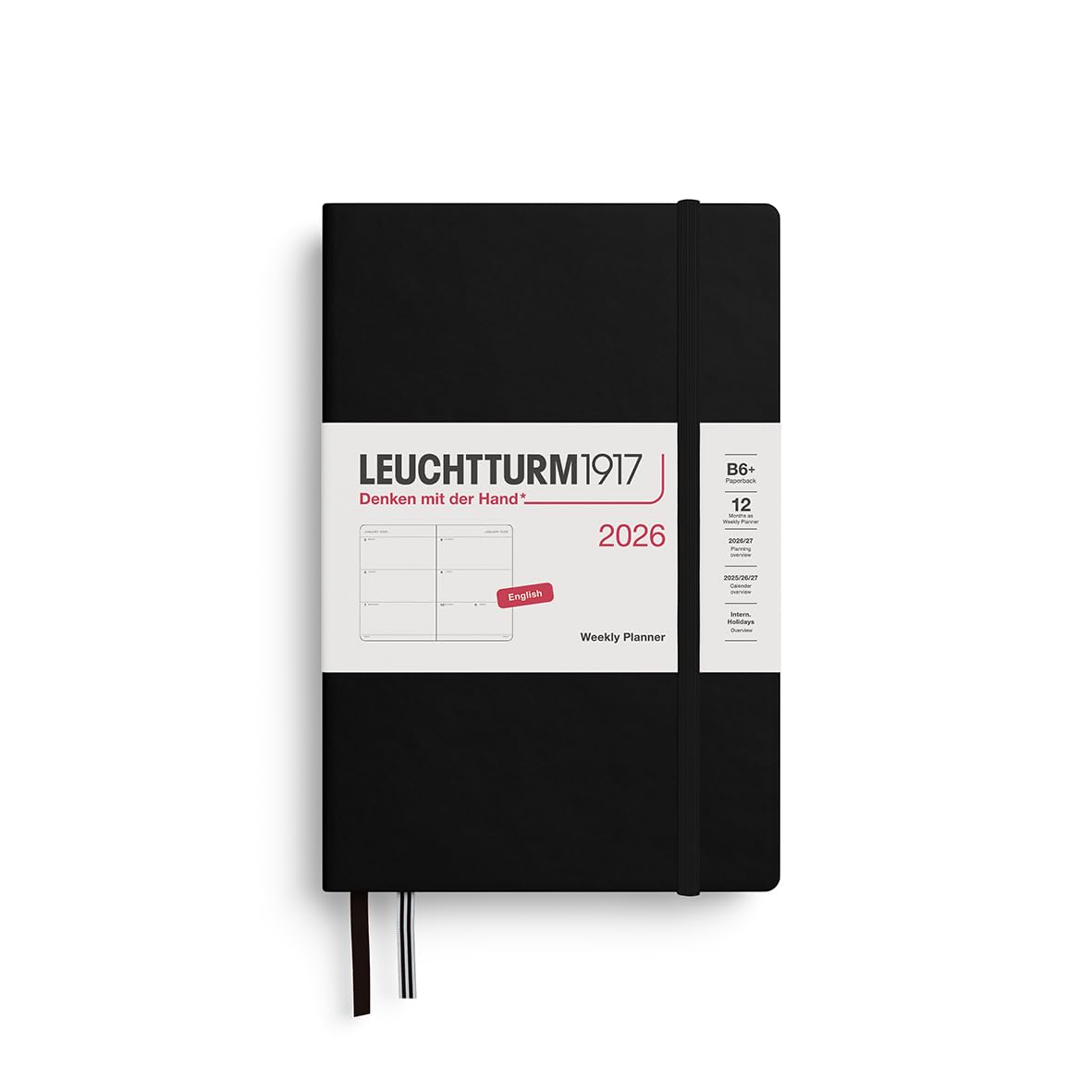 leuchtturm1917-wochenkalender-paperback-b6-2026-schwarz-englisch-372714 image 1