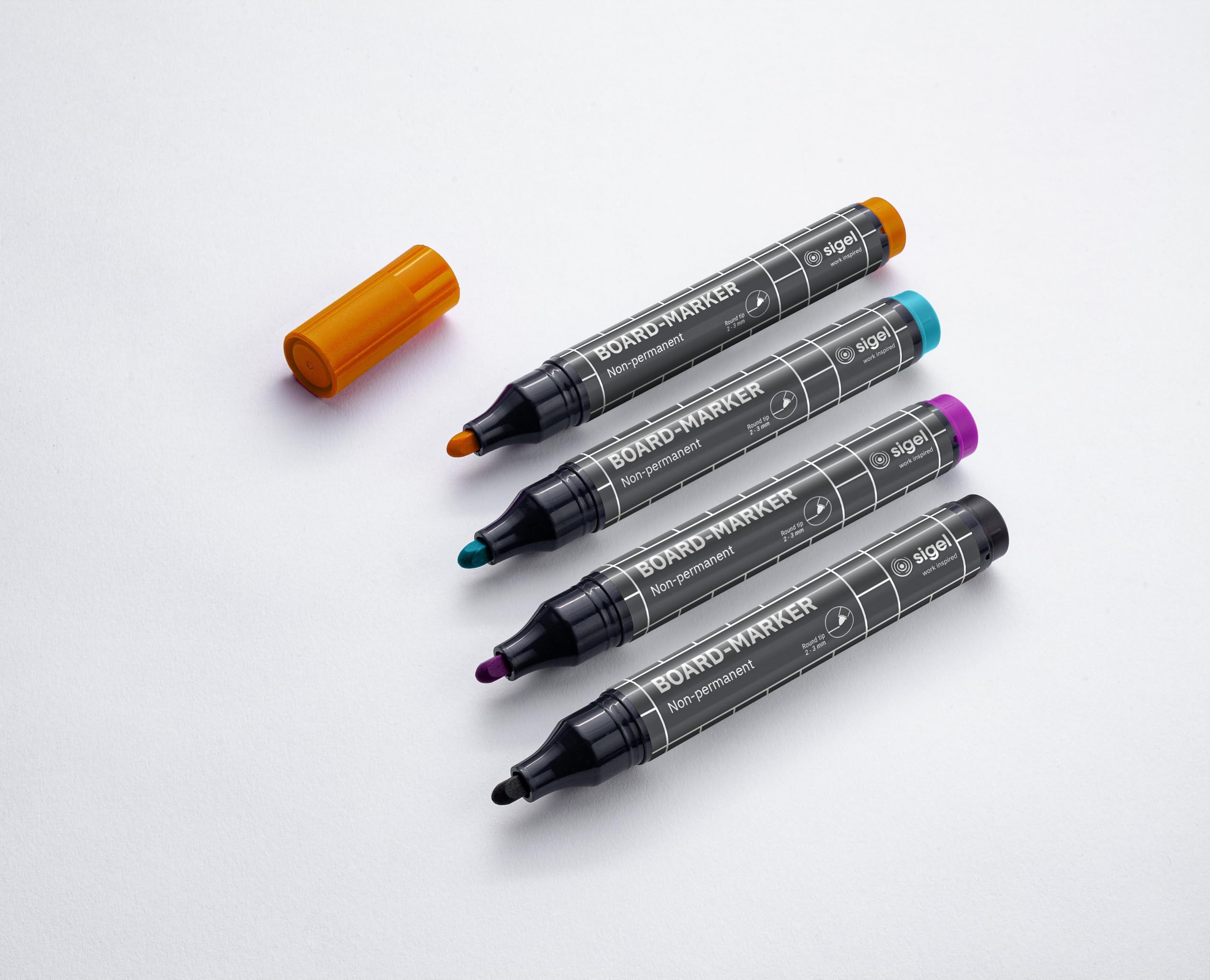 sigel-board-marker-set-4-st-ck-rundspitze-2-3-mm-schwarz-t-rkis-magenta-orange image 4
