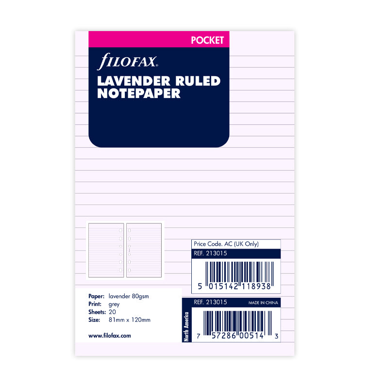 filofax-notizpapier-lavendel-liniert-pocket-20-blatt-sale image 1