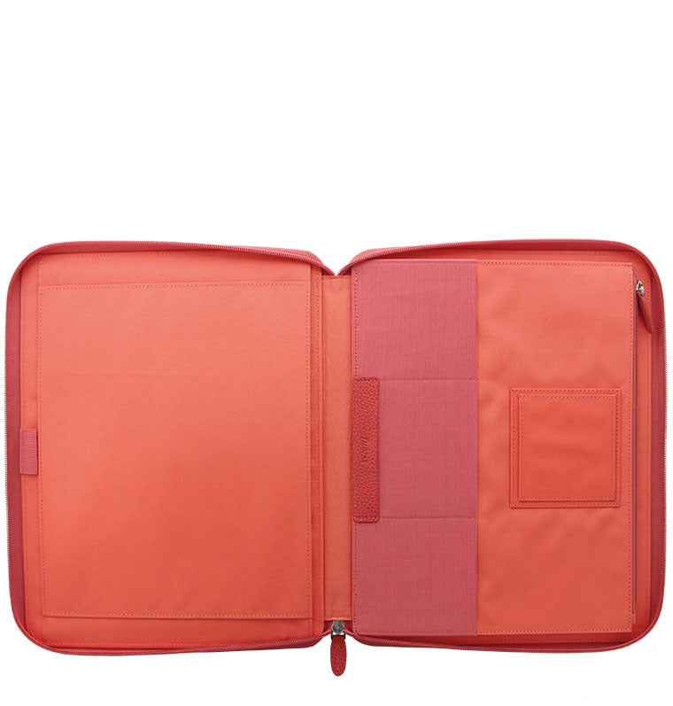 filofax-finsbury-a4-zip-folio-coral-leder-konferenzmappe-mit-notebook image 3