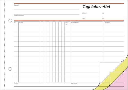 sigel-tagelohnbuch-a5-quer-3x40-blatt-selbstdurchschreibend image 8