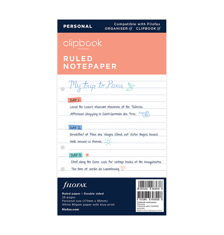 filofax-clipbook-notizpapier-wei-liniert-personal image 1