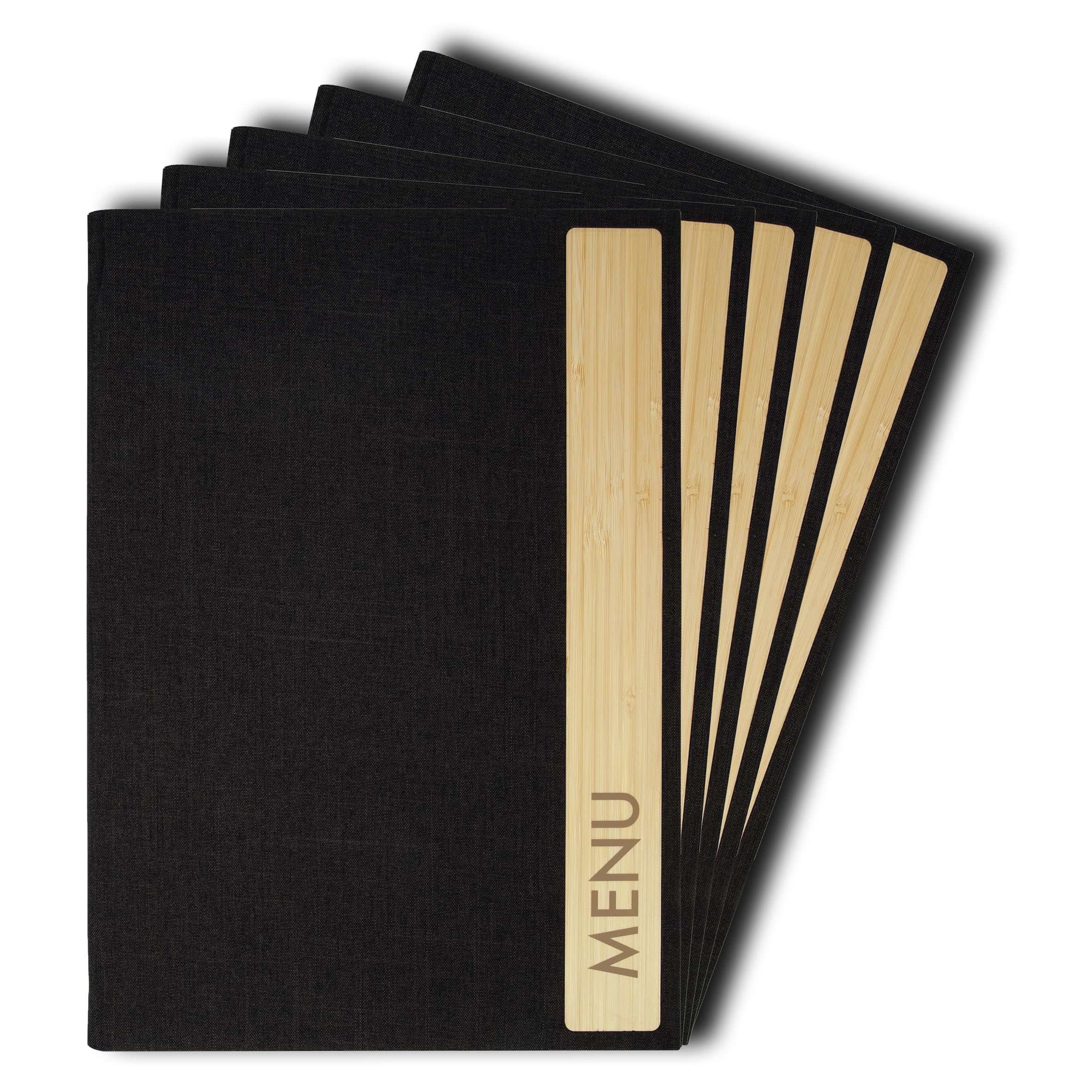 sigel-speisekartenmappe-a4-menu-gummibindung-5er-pack-bambus image 1