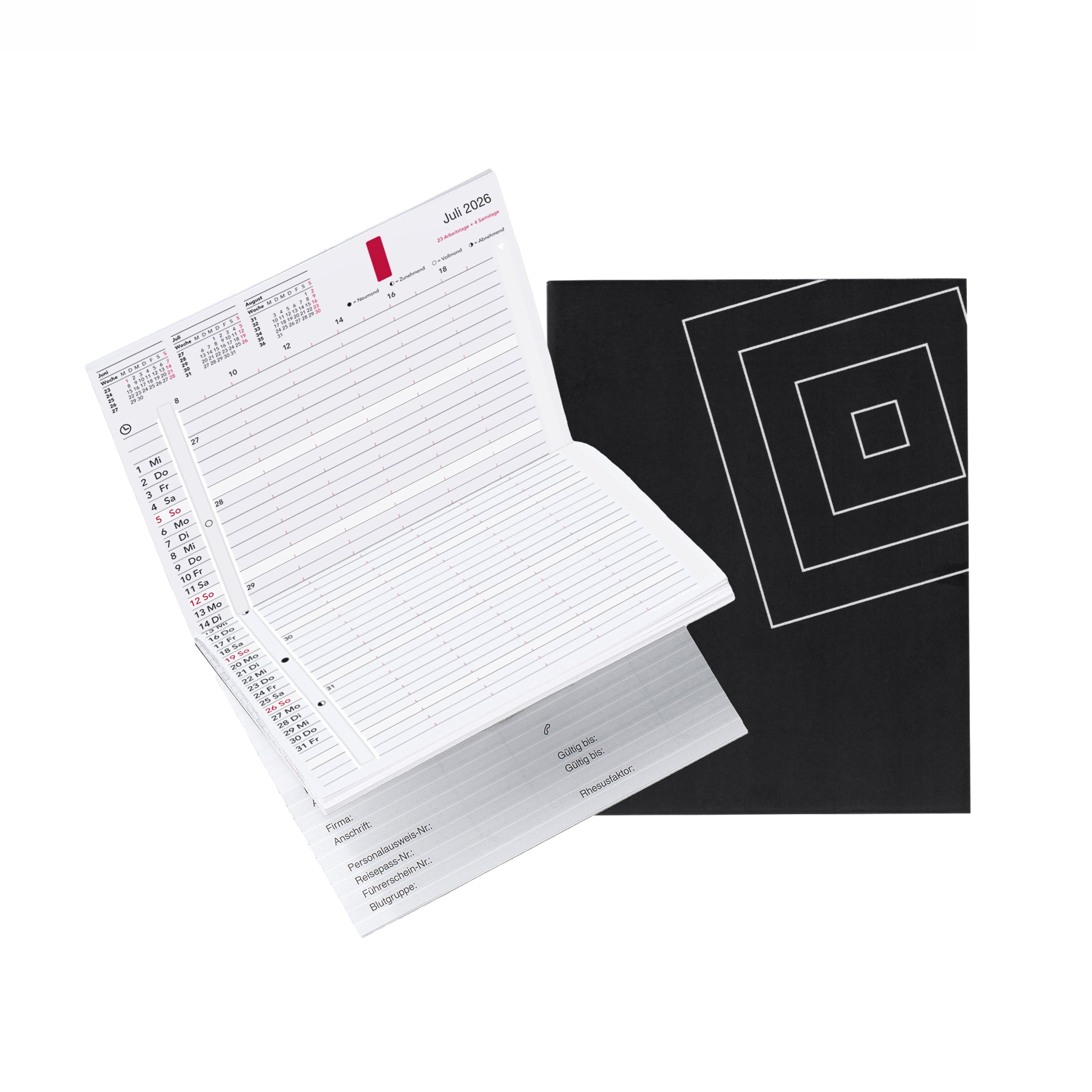 time-system-rem-taschenkalender-2026-en-uk-woche-2-seiten-hardcover image 1