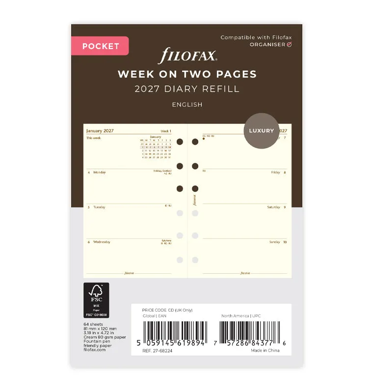 filofax-kalendereinlage-pocket-2027-1-woche-2-seiten-englisch-cotton-cream image 1
