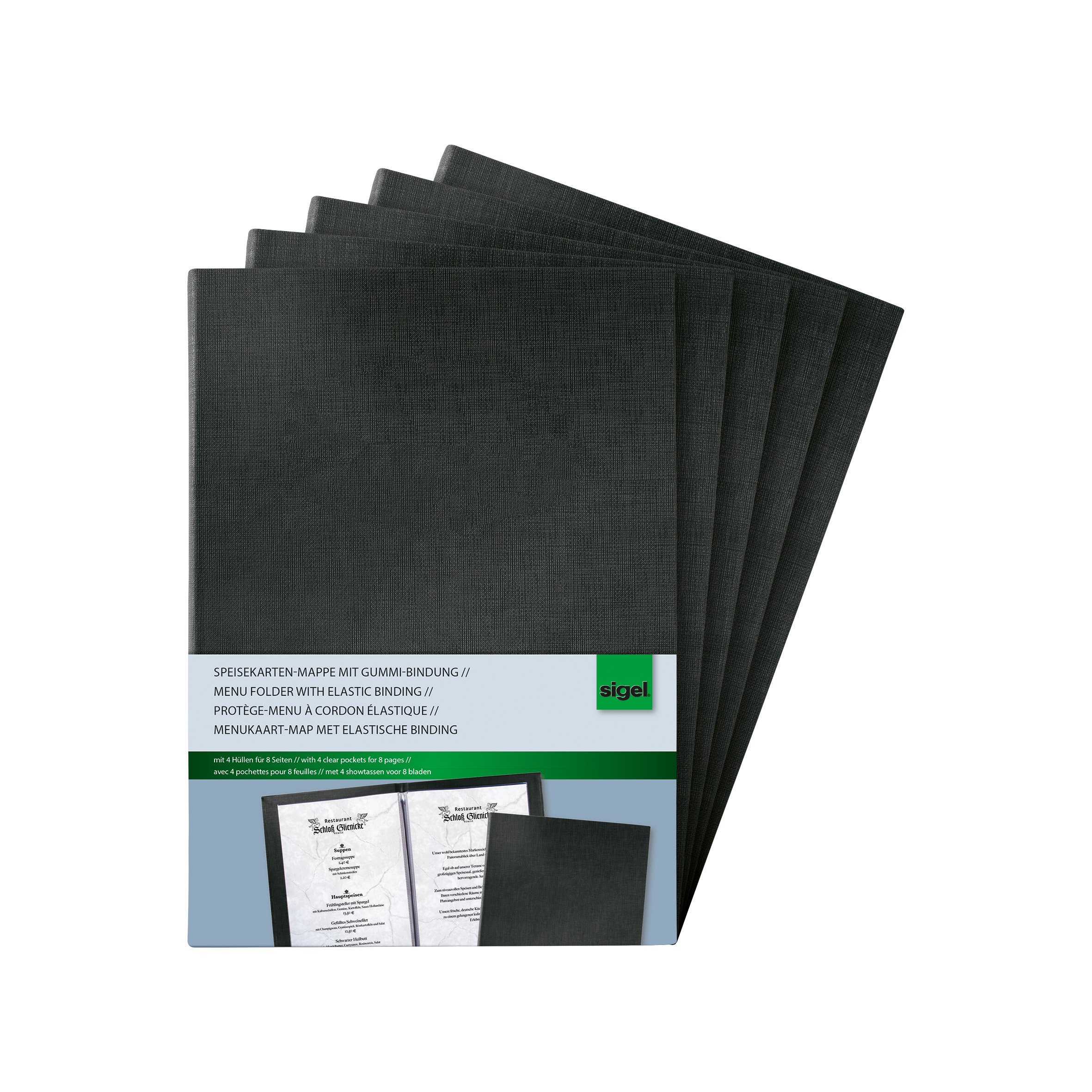 sigel-speisekartenmappe-a5-schwarz-pr-sentationsmappe-5er-pack image 1