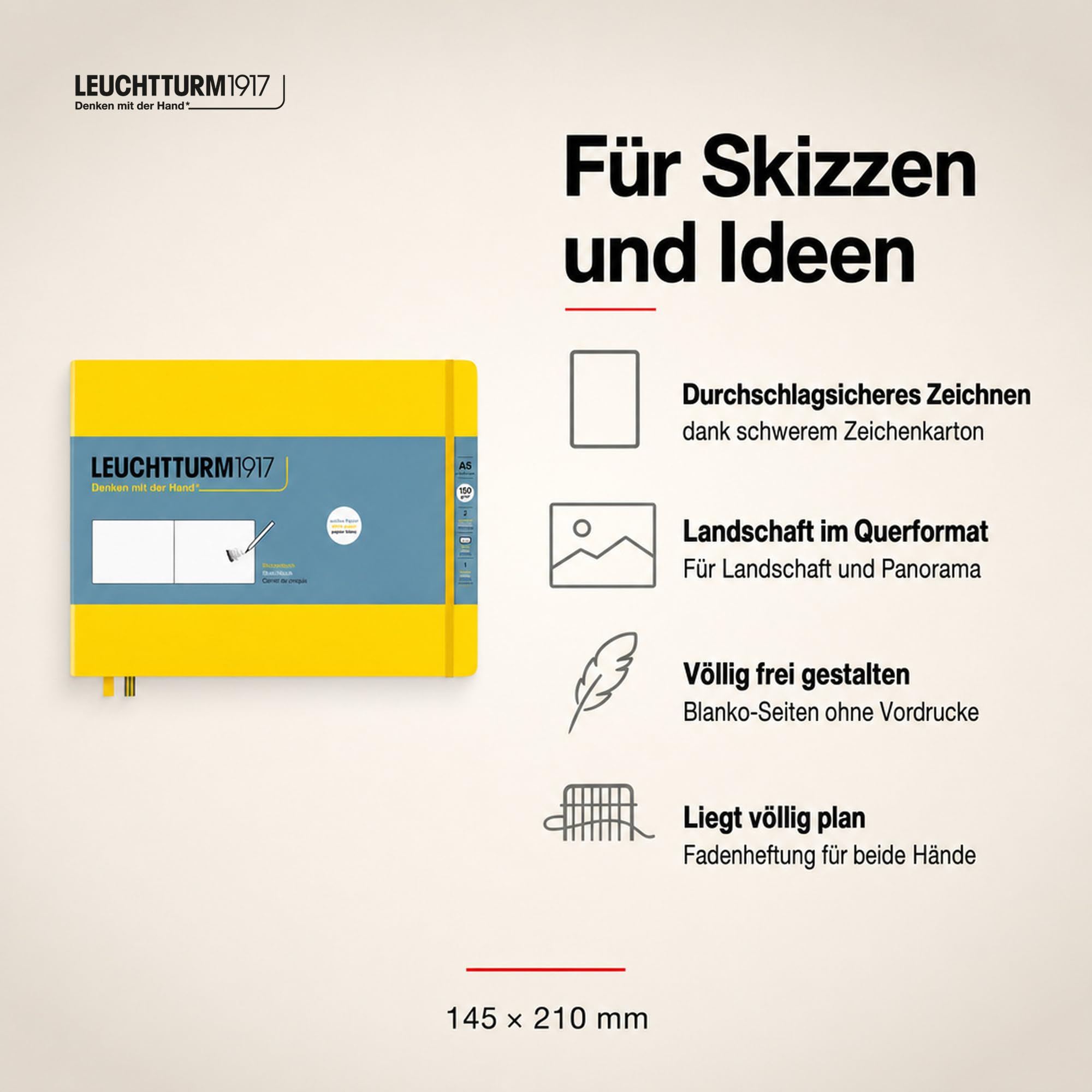 leuchtturm1917-skizzenbuch-landscape-a5-zitrone image 2