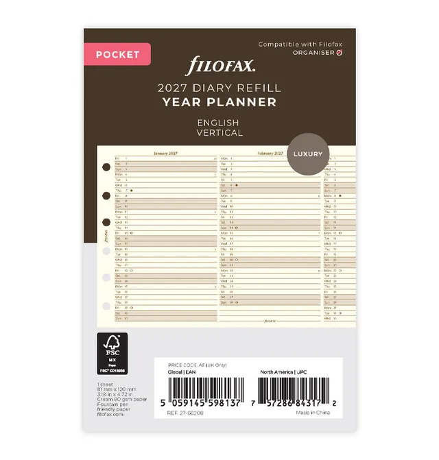 filofax-jahresplaner-englisch-pocket-2027-cotton-cream-leporello image 1
