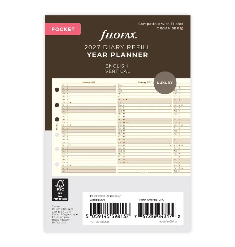filofax-jahresplaner-englisch-pocket-2027-cotton-cream-leporello image 1