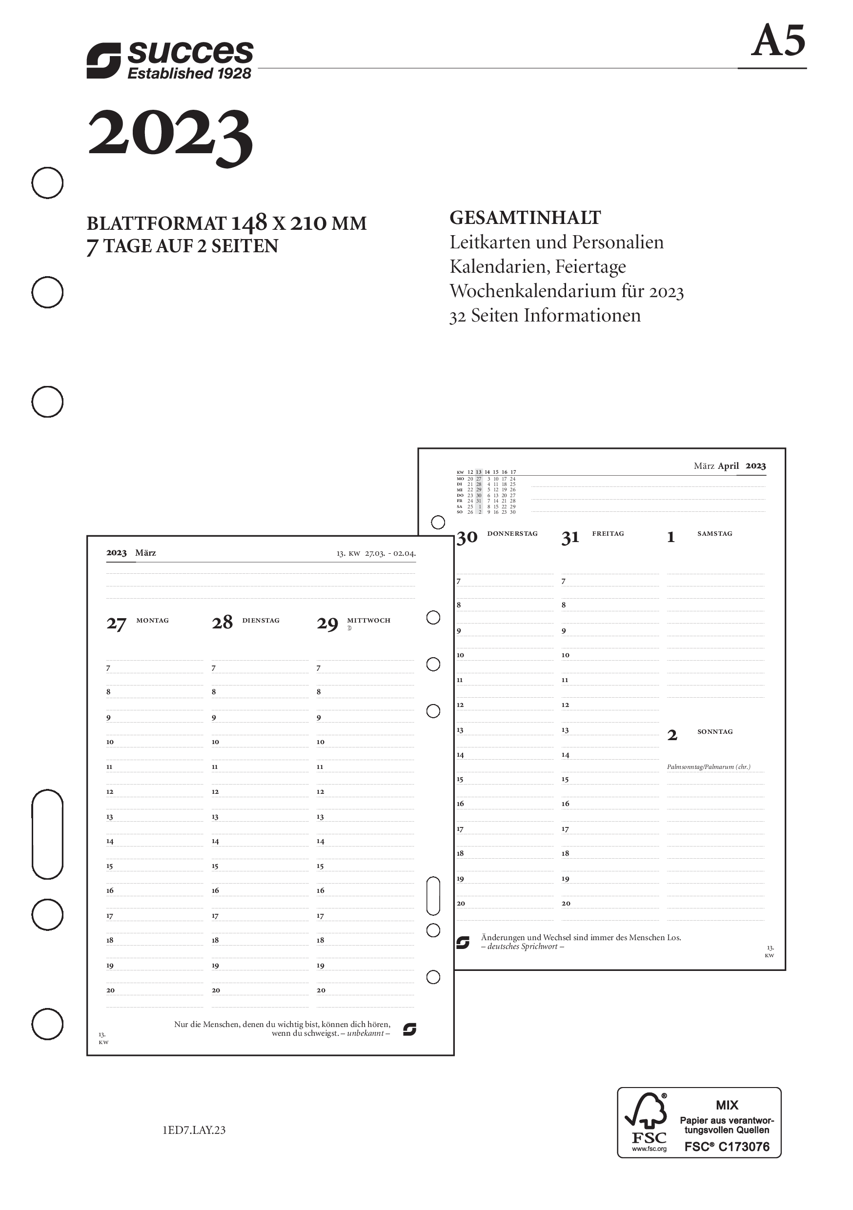 time-system-succes-jahresbox-a5-7-tage-auf-2-seiten-deutsch-wei-2026 image 2
