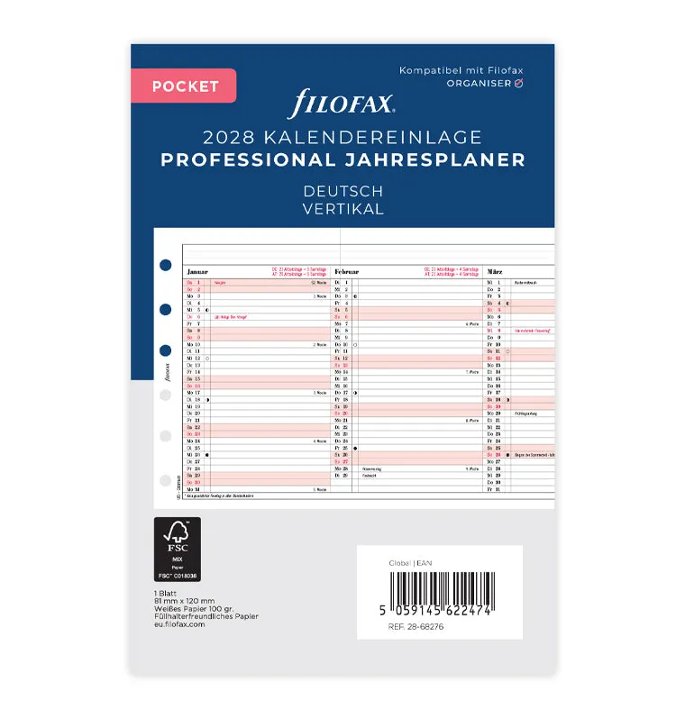 filofax-professional-jahresplaner-deutsch-pocket-2028-leporello-kalendereinlage image 1