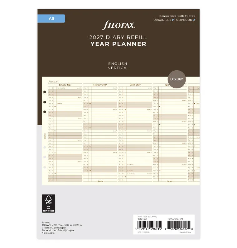 filofax-jahresplaner-englisch-a5-2027-cotton-cream-leporello image 1