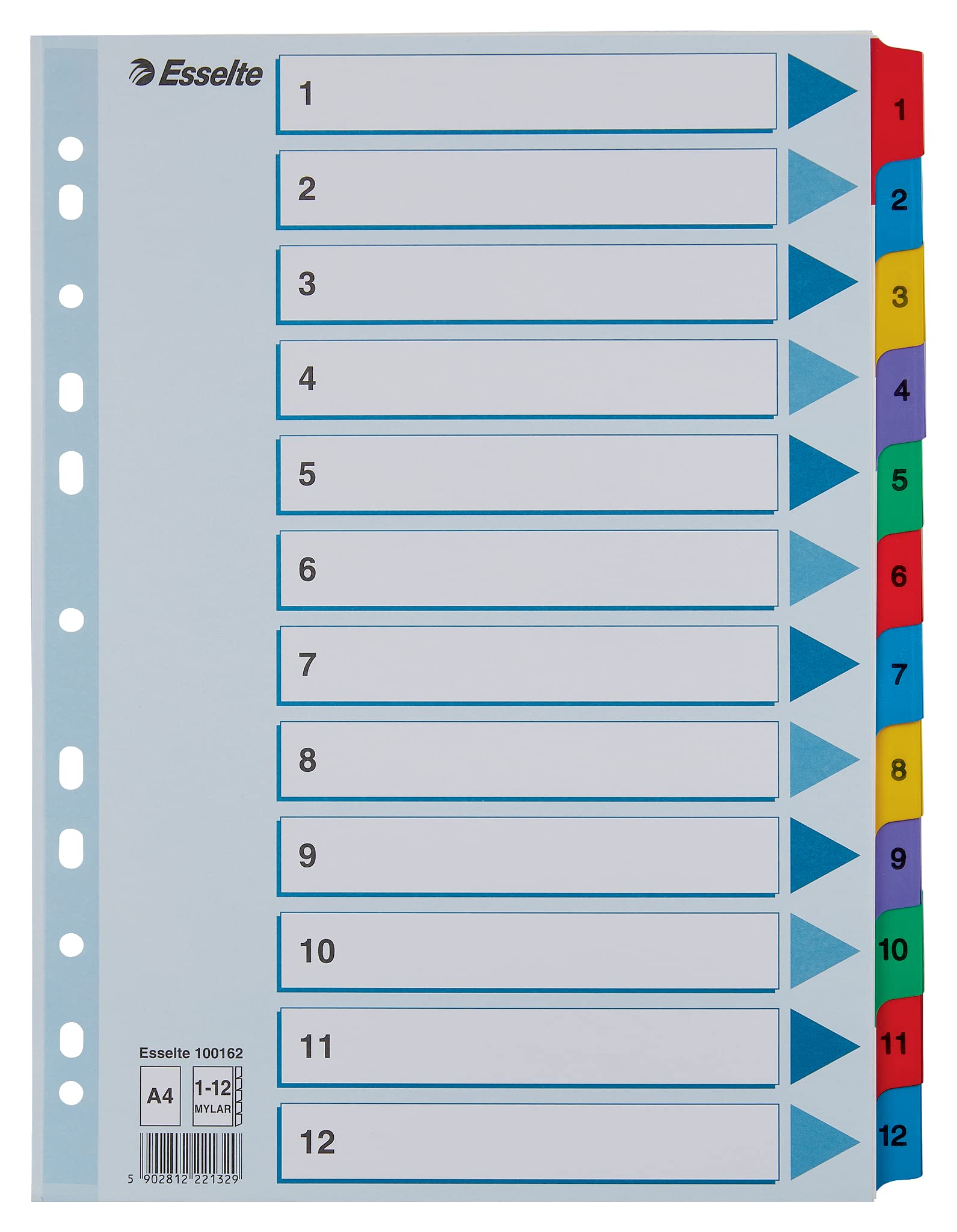 esselte-register-a4-deckblatt-und-12-trennbl-tter-taben-1-12-mylar-verst-rkt-bla image 1
