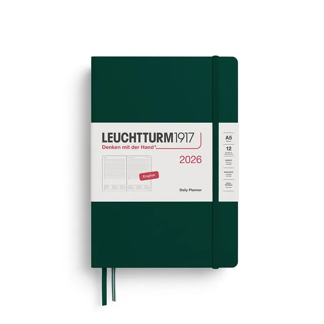 leuchtturm1917-tageskalender-2026-medium-a5-forest-green-englisch image 1